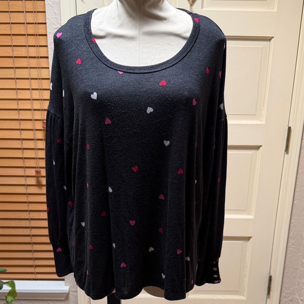 Lane Bryant Black Sweatshirt with Heart Accents
